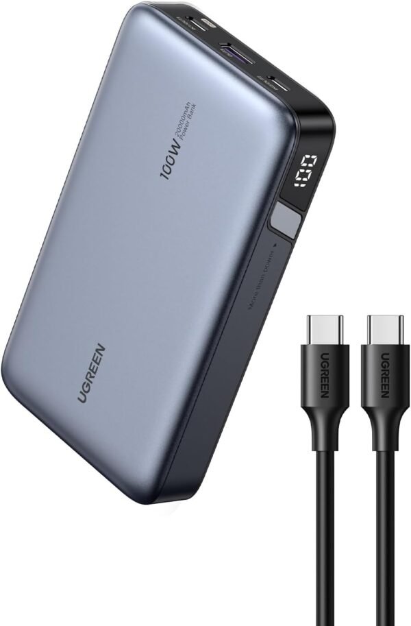 UGREEN 20000mAh 100W Power Bank, Nexode Portable Charger USB C 3-Port PD Fast Charging Battery Pack Digital Display for MacBook, iPad, iPhone 15 Pro, Galaxy S24 Ultra, Steam Deck, Dell XPS and More - Image 2
