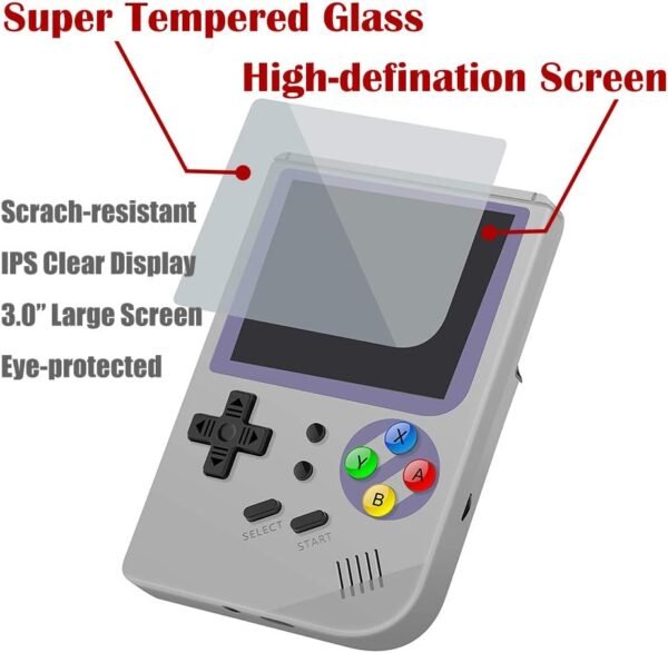 RG300 Portable Game Console with Open Source System Preload 10000 Games, Handheld Video Games Player with 16G + 32G TF Card 3 Inch IPS Screen, Arcade Retro Games Gifts (Gray) - Image 4