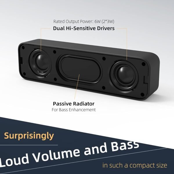 [Upgraded] USB Computer /Laptop Speaker with Stereo Sound & Enhanced Bass, Portable Mini Sound Bar for Windows PCs, Desktop Computer and Laptops - Image 3