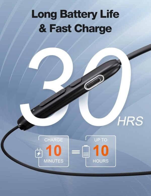 Bluetooth Headphones,V5.2 Wireless Bluetooth Earbuds w/Mic in-Ear Magnetic Neckband Earphone 30Hrs Playtime, IPX7 Sweatproof Deep Bass Headset for Phone Call Music Sports - Image 3