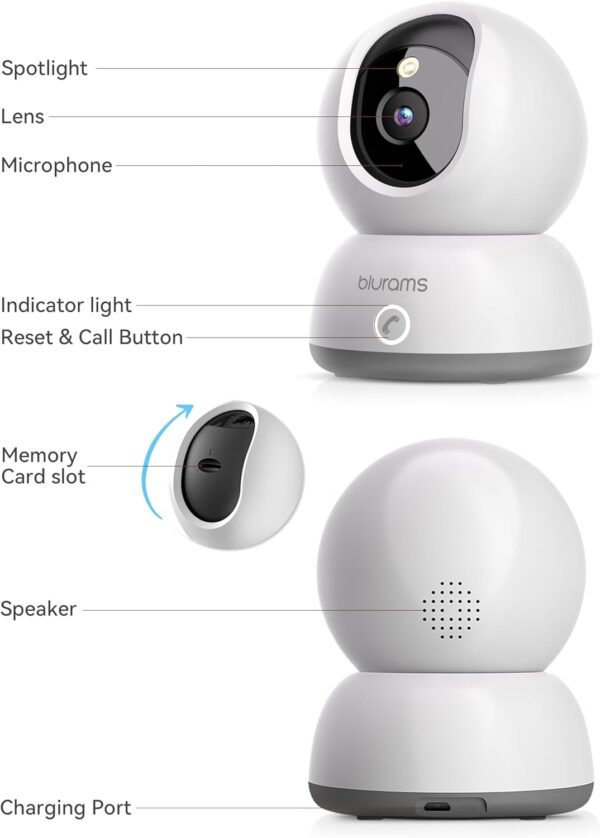 blurams Indoor Security Camera 2K, Home Security Camera for Dog/Baby Monitor/Elder, Security Camera with One-Touch Call, Color Night Vision, Motion Tracking, Cloud & Local Storage (2.4GHz Wi-Fi) - Image 9
