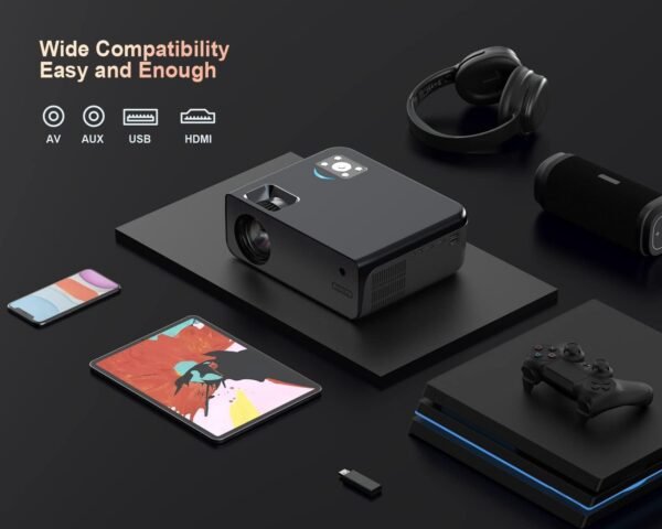 [Electric Focus/Keystone Correction] 4K-Projector with WiFi and Bluetooth, Tkisko 700 ANSI FHD 1080P Projector 4K Supported, Portable Outdoor Movie Projector, Smart Projector for Phone/PC/TV Stick - Image 6