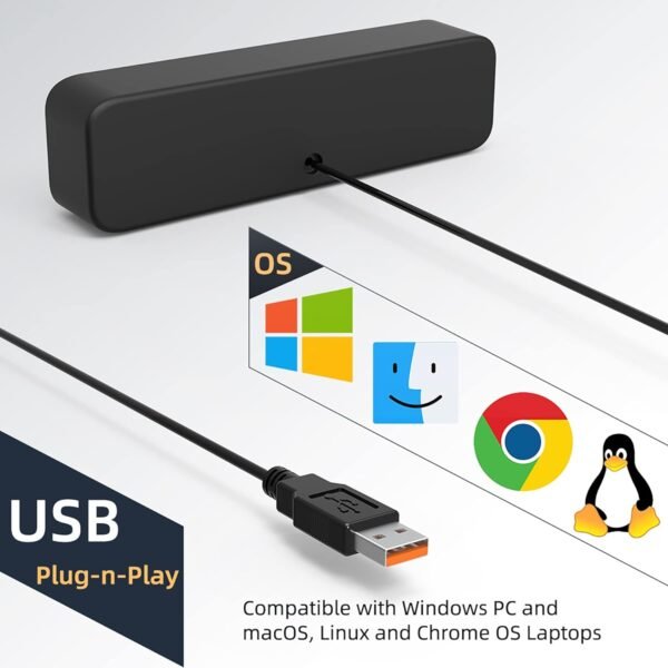[Upgraded] USB Computer /Laptop Speaker with Stereo Sound & Enhanced Bass, Portable Mini Sound Bar for Windows PCs, Desktop Computer and Laptops - Image 4