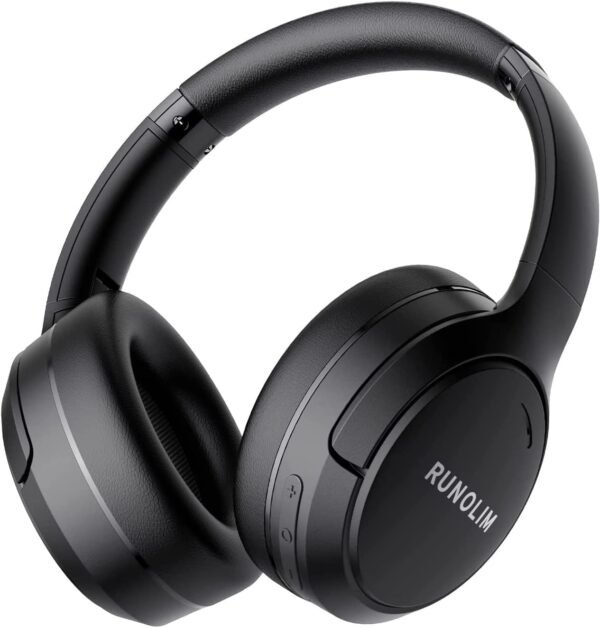 RUNOLIM Hybrid Active Noise Cancelling Headphones, Wireless Over Ear Bluetooth Headphones with Microphone, 70H Playtime, Foldable Headphones with HiFi Audio, Deep Bass for Home Travel Office - Image 2
