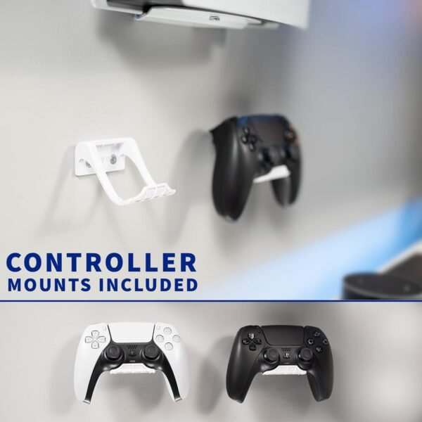 VIVO Steel Wall Mount Bracket Designed for PS5 Gaming Console, Vertical Display for PlayStation 5, Open Design, 2 Controller Mounts, White, MOUNT-PS5W - Image 5