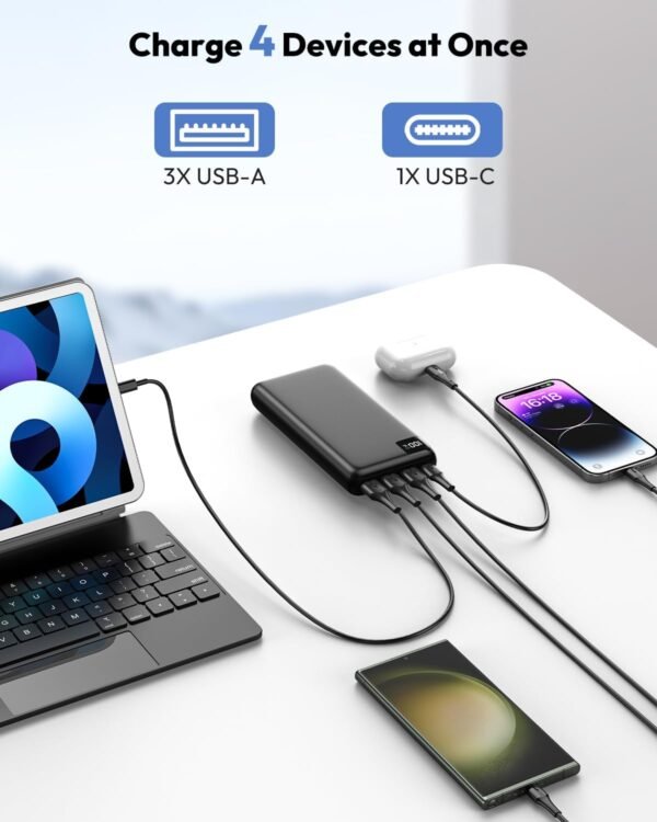 SOARAISE Power Bank 27000mAh Portable Charger 22.5W Fast Charging Phone Charger USB C in & Out PD External Battery Pack for iPhone, Android - Image 4