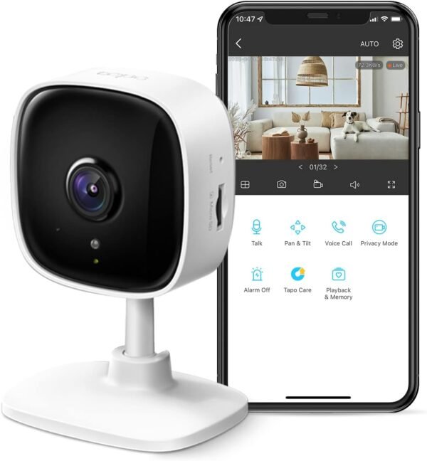 TP-Link Tapo 2K Indoor Security Camera for Baby Monitor, Dog Camera w/Motion Detection, 2-Way Audio Siren, Night Vision, Cloud & SD Card Storage(Up to 256 GB), Works w/Alexa & Google Home(Tapo C110) - Image 2