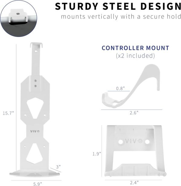 VIVO Steel Wall Mount Bracket Designed for PS5 Gaming Console, Vertical Display for PlayStation 5, Open Design, 2 Controller Mounts, White, MOUNT-PS5W - Image 4