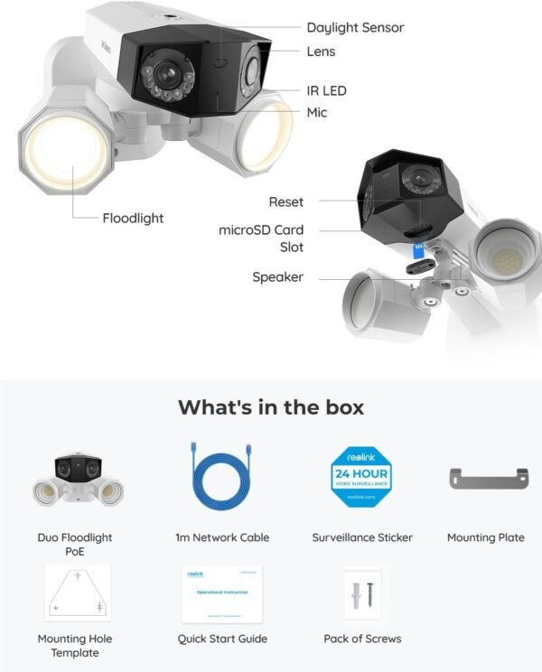 REOLINK 4K Floodlight Camera for PoE Security Camera System, IP Outdoor Camera in 180 Degree Ultra-Wide Angle, Human/Vehicle/Pet Alerts, 1800 Lumen Floodlights, Two Way Talk - Image 9