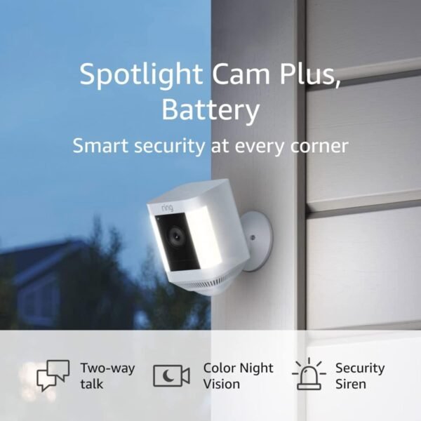 Ring Spotlight Cam Plus, Battery | Two-Way Talk, Color Night Vision, and Security Siren (2022 release) - White - Image 2