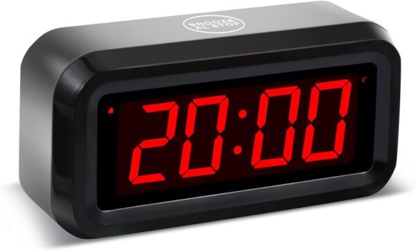 Digital Alarm Clock Battery Operated with LED Display for Bedrooms, Long Battery Life for 12 Months, 3 Brightness Adjustable, 12/24 Hour, Snooze, Black Case with Red Digits - Image 2