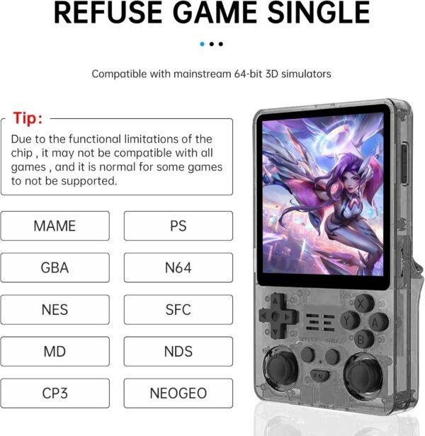 Retro Handheld Game Console, RTElectric 4-Inch IPS Screen, 5,000mAh Battery with 10-Hour Playtime, Multiplayer Compatible, Portable Gaming Console with Case, Supports HD and TV Output (Black) - Image 7