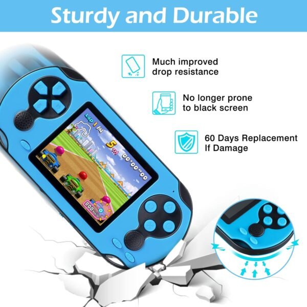 16 Bit Handheld Game Console for Kids Adults, 3.0'' Large Screen Preloaded 230 HD Classic Retro Video Games with USB Rechargeable Battery & 3 Game Cartridges for Birthday Gift for Kids 4-12 - Image 6