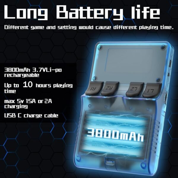 R40S PRO Handheld Game Console 3.5 inch IPS Screen 30000 Games Mini Retro Console 3800mAh Portable Pocket Arcade 45 simulators 256G TF Card Blue - Image 4