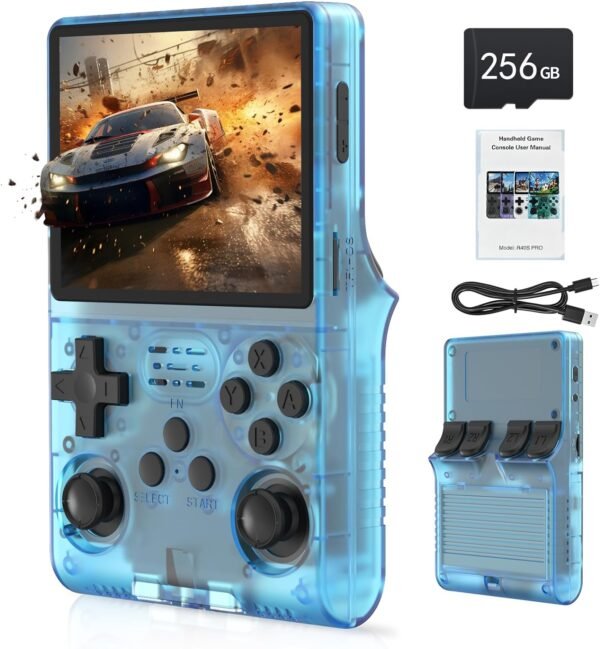 R40S PRO Handheld Game Console 3.5 inch IPS Screen 30000 Games Mini Retro Console 3800mAh Portable Pocket Arcade 45 simulators 256G TF Card Blue - Image 2