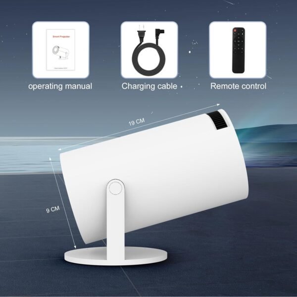 Mini Projector with WIFI 6 and Bluetooth, 4K 1080P Support Portable Projector 180° Rotatable 130'' Screen Movie Projector Auto Keystone Compatible for Laptop, PC, Smartphone (White) - Image 9