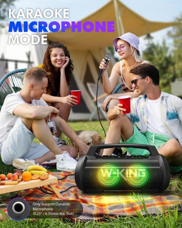 120W Peak 70W Portable Speaker, W-KING IPX6 Waterproof Bluetooth Speaker/Subwoofer/42H/DSP/EQ/Stereo Pair/RGB/Powerbank/MIC in/TF, Loud Outdoor Speakers Bluetooth Wireless Large Boombox for Party/Pool - Image 9