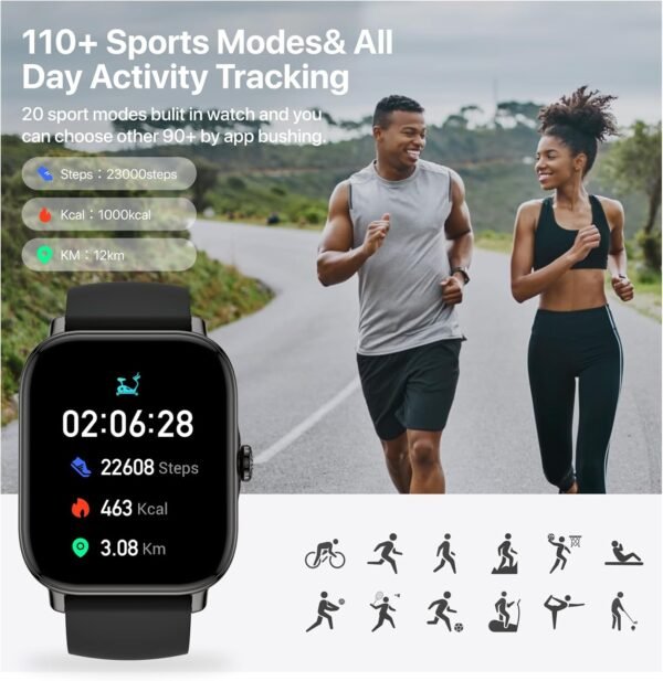 Smart Watch,1.91" Smartwatch for Men Women (Answer/Make Call),Fitness Tracker with 116 Sport Modes,IP68 Waterproof,Heart Rate/Sleep/Monitor,Long Battery Life,for iPhone & Android & Samsung - Image 5