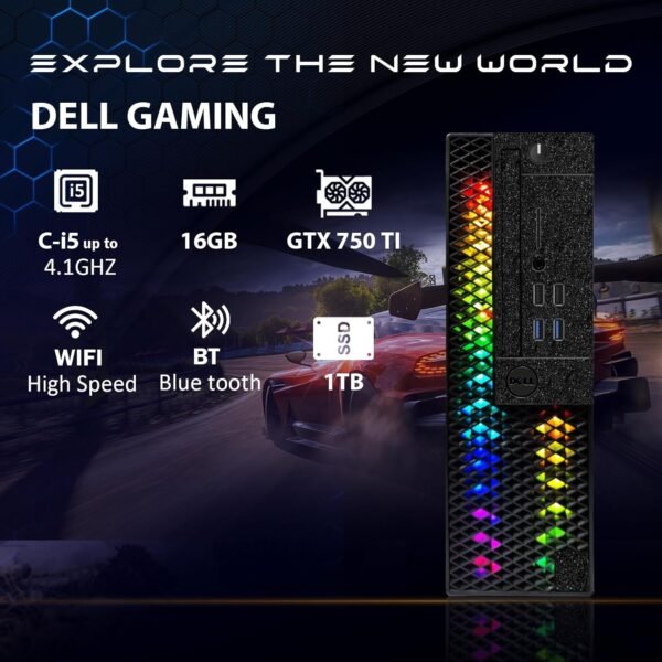 Dell RGB Gaming Desktop Computer, Intel Core I5-8500 up to 4.1GHz, GeForce GTX 750 Ti 4G GDDR5, 16GB DDR4, 1T SSD, RGB Keyboard & Mouse, 600M WiFi & Bluetooth 5.0, Win 11 Pro (Renewed) - Image 4