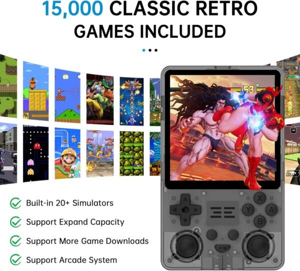Retro Handheld Game Console, RTElectric 4-Inch IPS Screen, 5,000mAh Battery with 10-Hour Playtime, Multiplayer Compatible, Portable Gaming Console with Case, Supports HD and TV Output (Black) - Image 6