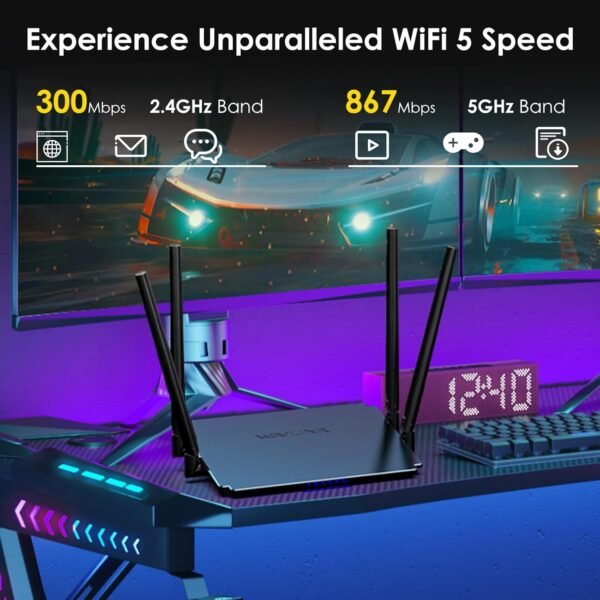 WAVLINK AC1200 Wireless WiFi Router, 5GHz+2.4GHz Dual Band WiFi 5 Router with 4x5dBi Antennas, 10/100Mbps WAN/LAN, Supports Router/AP/Repeater Mode, Beamforming Tech - Image 7