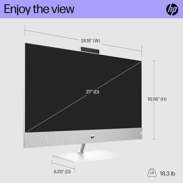 HP Pavilion 27 inch All-in-One Desktop PC, FHD Display, 13th Generation Intel Core i7-13700T, 16 GB RAM, 256 GB SSD, 1 TB HD, Intel UHD 770 graphics, Windows 11 Home, 27- ca2080 (2023) - Image 6