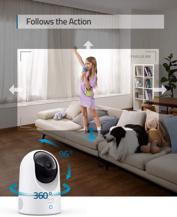 eufy Security Indoor Cam E220, Pan & Tilt, Indoor Security Camera, 2K - 3 MP Wi-Fi Plug-in, Voice Assistant Compatibility, Night Vision, Motion Tracking, HomeBase 3 Compatible, Motion Only Alert - Image 7