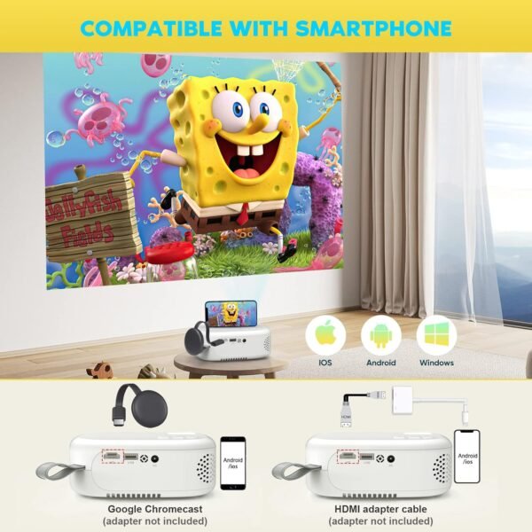 8500L Portable Projector for Home Theater Entertainment, Full HD 1080P Supported Mini Projector HDMI AV USB TV Stick Supported - Image 4