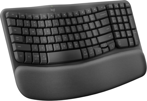 Logitech Wave Keys Wireless Ergonomic Keyboard with Cushioned Palm Rest, Comfortable Natural Typing, Easy-Switch, Bluetooth, Logi Bolt Receiver, for Multi-OS, Windows/Mac - Graphite - Image 2
