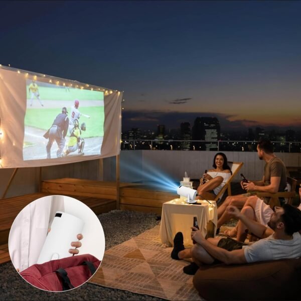 Mini Projector with WIFI 6 and Bluetooth, 4K 1080P Support Portable Projector 180° Rotatable 130'' Screen Movie Projector Auto Keystone Compatible for Laptop, PC, Smartphone (White) - Image 8