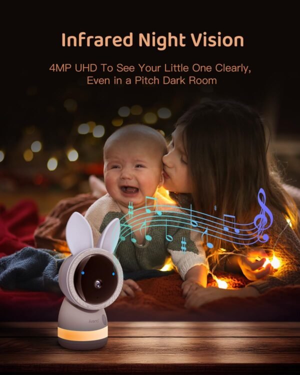 ARENTI Upgraded 720P 5" HD Split-Screen Baby Monitor,4MP 2.4G&5G WiFi Baby Monitor with 2 Camera and Audio, Night Light,Auto Traking,Cry&Motion Detection,Temperature Sensor, App Control - Image 4