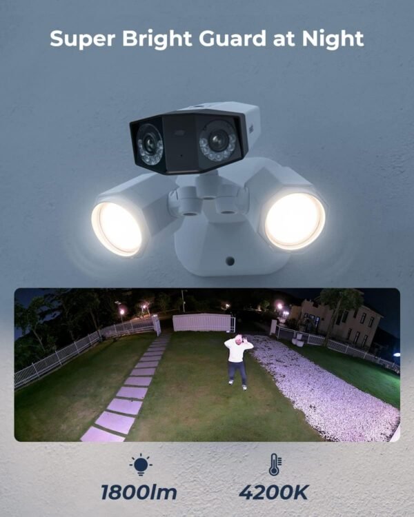 REOLINK 4K Floodlight Camera for PoE Security Camera System, IP Outdoor Camera in 180 Degree Ultra-Wide Angle, Human/Vehicle/Pet Alerts, 1800 Lumen Floodlights, Two Way Talk - Image 4