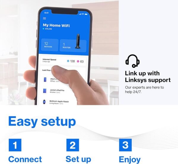 Linksys AX1800 Wi-Fi 6 Router Home Networking, Dual Band Wireless AX Gigabit WiFi Router, Speeds up to 1.8 Gbps and coverage 1,500 sq ft, Parental Controls, maximum 20 devices (E7350) - Image 7