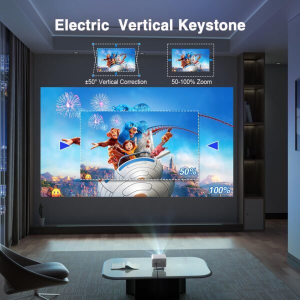[Electric Focus] Himovies Projector, Mini Projector with WiFi and Bluetooth, ±50° Vertical Keystone Portable Projector with Tripod, FHD 1080P Movie Projector for Smartphone/TV Stick/HDMI/USB - Image 7