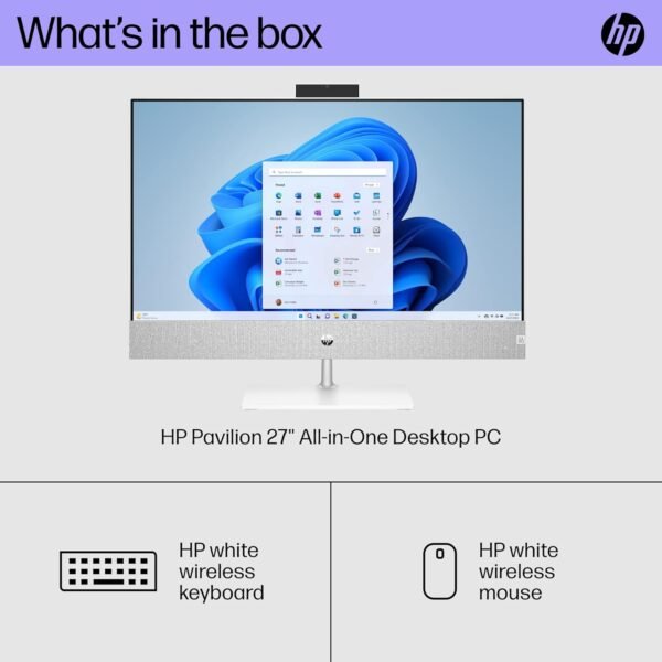 HP Pavilion 27 inch All-in-One Desktop PC, FHD Display, 13th Generation Intel Core i7-13700T, 16 GB RAM, 256 GB SSD, 1 TB HD, Intel UHD 770 graphics, Windows 11 Home, 27- ca2080 (2023) - Image 7