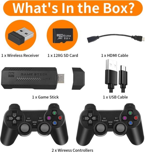 Wireless Retro Game Console, 128G Game Console Built in 50,000 Games, 40+ Emulators, Dual Wireless Controllers, Plug & Play Video Game Consoles, 4K HDMI Nostalgia Stick Game for TV - Image 8