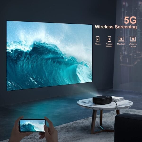 [Electric Focus/Keystone Correction] 4K-Projector with WiFi and Bluetooth, Tkisko 700 ANSI FHD 1080P Projector 4K Supported, Portable Outdoor Movie Projector, Smart Projector for Phone/PC/TV Stick - Image 4