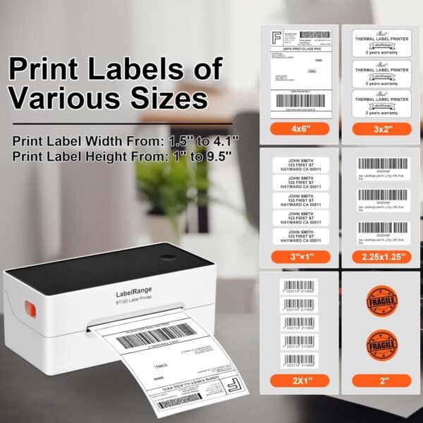 Ecommerce Label Printer, Bluetooth Thermal Shipping Label Printer, 4x6 Thermal Printer Compatible with Android, iOS, Windows, Amazon, Ebay, Shopify, Etsy, USPS, Pirate Ship, Shippo - Image 5