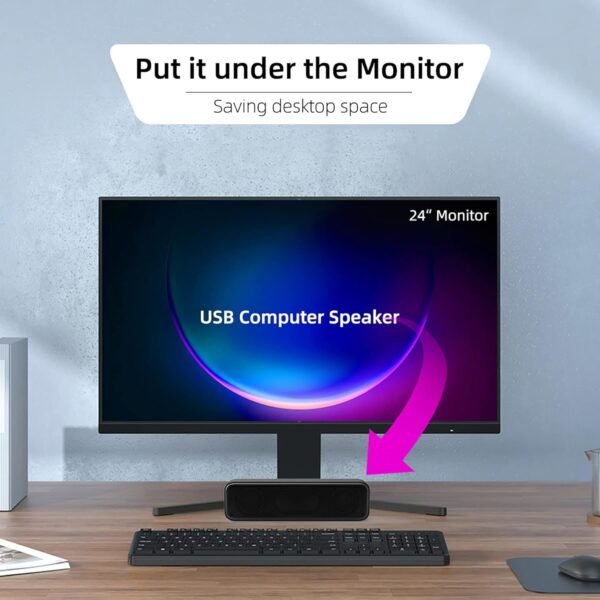 [Upgraded] USB Computer /Laptop Speaker with Stereo Sound & Enhanced Bass, Portable Mini Sound Bar for Windows PCs, Desktop Computer and Laptops - Image 9