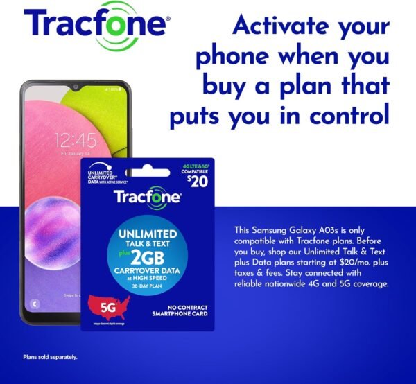 TracFone | Samsung Galaxy A03s | Locked | 32GB | 5000mAh Battery | 48MP Main Camera | 6.5-in. HD+Infinity-V Display | Black - Image 3