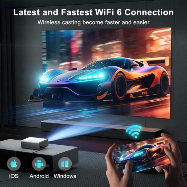 [Auto Focus/Keystone] Projector with WiFi 6 and Bluetooth 5.2, 600 ANSI Native 1080P 4K Supported, Agreago Outdoor Projector with Screen, Movie Projector Compatible with HDMI/USB/TV Stick - Image 5