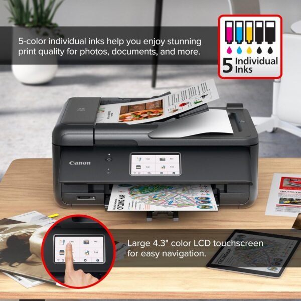Canon PIXMA TR8620a - All-in-One Printer Home Office|Copier|Scanner|Fax|Auto Document Feeder | Photo, Document | Airprint (R), Android, Black, Works with Alexa - Image 4