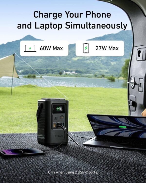 Anker Power Bank Power Station 60,000mAh,Portable Outdoor Generator 87W with Smart Digital Display, Retractable Auto Lighting and SOS Mode, Home Backup(PowerCore Reserve 192Wh) for Travel, Camping - Image 5