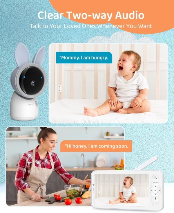 ARENTI Upgraded 720P 5" HD Split-Screen Baby Monitor,4MP 2.4G&5G WiFi Baby Monitor with 2 Camera and Audio, Night Light,Auto Traking,Cry&Motion Detection,Temperature Sensor, App Control - Image 5