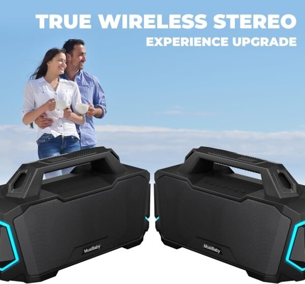 Bluetooth Speaker,MusiBaby Speakers Bluetooth Wireless,Waterproof,Portable Bluetooth Speaker with 80W Booming Sound,20H Play,IPX6,DSP,Dual Pairing,Bluetooth 5.3,Outdoor Speaker for Camping,Beach,Gifts - Image 8