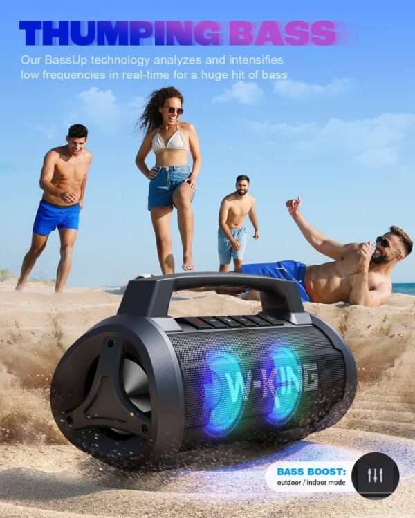120W Peak 70W Portable Speaker, W-KING IPX6 Waterproof Bluetooth Speaker/Subwoofer/42H/DSP/EQ/Stereo Pair/RGB/Powerbank/MIC in/TF, Loud Outdoor Speakers Bluetooth Wireless Large Boombox for Party/Pool - Image 8