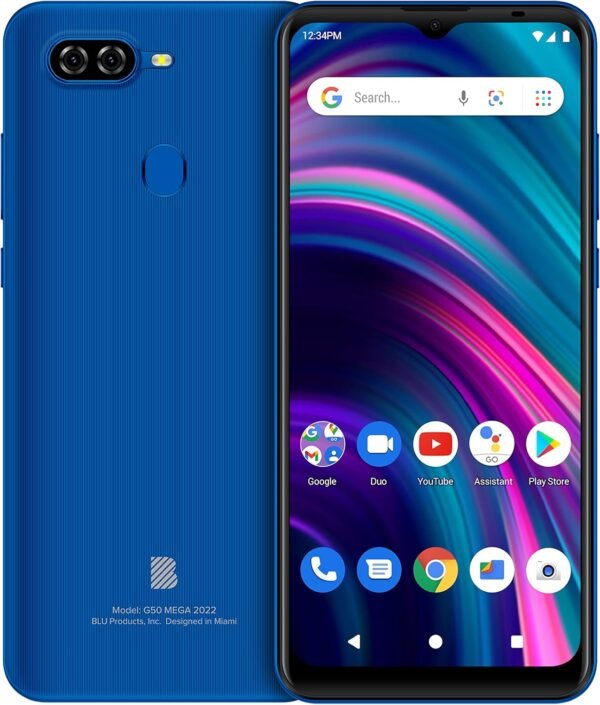 BLU G50 Mega 2022 G0670WW 32GB Dual SIM GSM Unlocked Android Smartphone (Blue) - Image 2