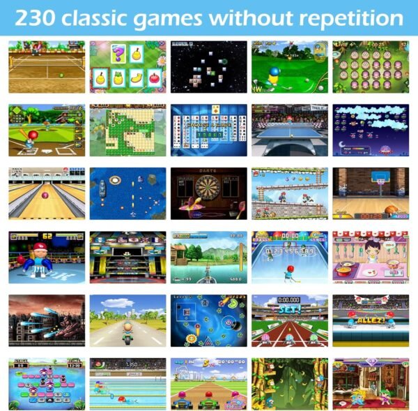 16 Bit Handheld Game Console for Kids Adults, 3.0'' Large Screen Preloaded 230 HD Classic Retro Video Games with USB Rechargeable Battery & 3 Game Cartridges for Birthday Gift for Kids 4-12 - Image 4