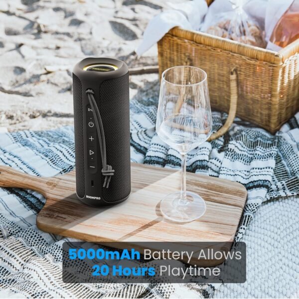 MIATONE Bluetooth Speakers 36W Portable Speaker with Stereo Sound Bass, Bluetooth 5.3 Wireless Speaker USB Type C Outdoor, 5000mAh 16H Playtime IPX7 Waterproof, Color Lights Speaker (Black) - Image 4