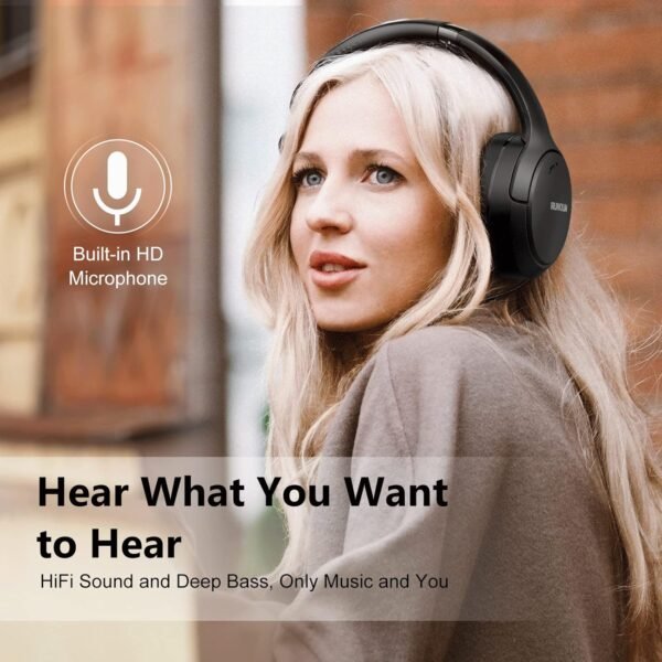 RUNOLIM Hybrid Active Noise Cancelling Headphones, Wireless Over Ear Bluetooth Headphones with Microphone, 70H Playtime, Foldable Headphones with HiFi Audio, Deep Bass for Home Travel Office - Image 8